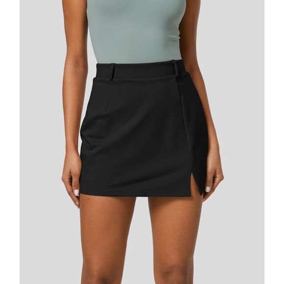 Halara High Waisted 2-in-1 Split Mini Work Skirt in Black Size S NWT - Picture 2 of 11